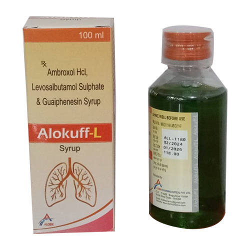 Product Name: ALOKUFF L, Compositions of ALOKUFF L are Ambroxol HCL, Levosalbutamol Sulphate & Guaiphenesin Syrup - Access Life Science