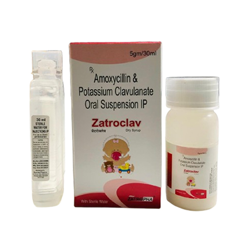 Product Name: Zatroclav, Compositions of Zatroclav are Amoxycillin & Potassium Clavulanate Oral Suspension IP - Zatropha Pharma