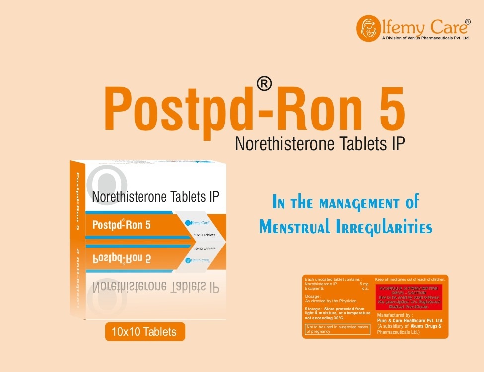 Product Name: Postpd Ron 5, Compositions of Norethisterone Tablets IP are Norethisterone Tablets IP - Olfemy Care