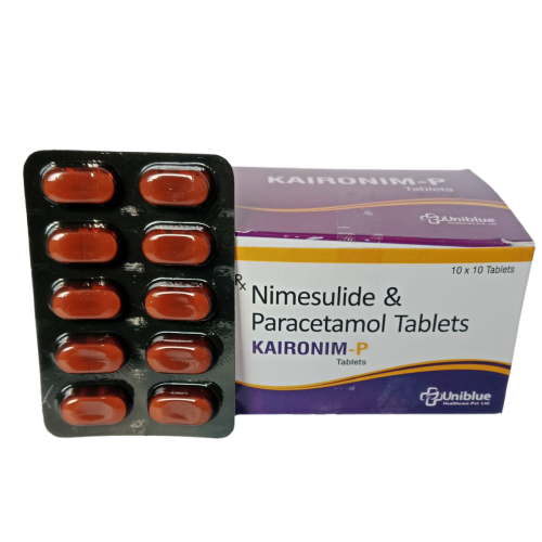 Product Name: KAIRONIM P, Compositions of KAIRONIM P are Nimesulide & Paracetamol Tablets - Uniblue Healthcare Private Limited