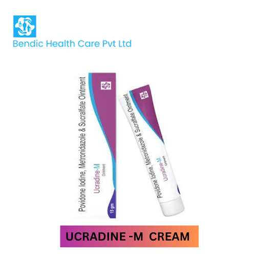 Product Name: UCRADINE  M , Compositions of Povidone lodine, Metronidazole & Sucralfate Ointment are Povidone lodine, Metronidazole & Sucralfate Ointment - Bendic Healthcare Private Limited