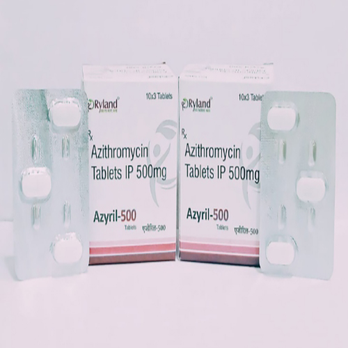 Product Name: Azyril  500, Compositions of Azyril  500 are Azithromycin Tablets ip 500mg - Ryland Health Care