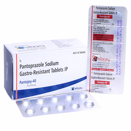 Product Name: Pantajey 40, Compositions of Pantajey 40 are Pantoprazole Sodium Gastro Resistant Tablets IP - Ellanjey Lifesciences