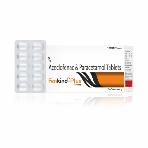 Product Name: Fenkind Plus, Compositions of Fenkind Plus are Aceclofenac & Paracetamol Tablets - Biodiscovery Lifesciences Private Limited