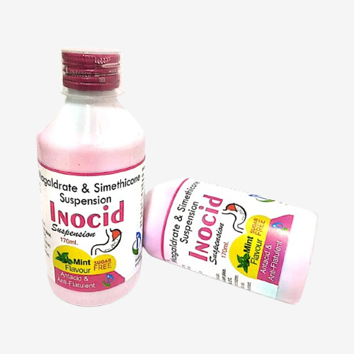 Product Name: INOCID, Compositions of INOCID are Magaldrate Simethicone Suspension - Insta Care Lifesciences