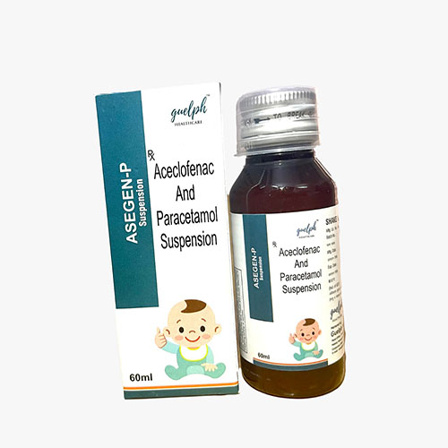 Product Name: Asegen p, Compositions of Aceclofenac And paracetamol Suspension are Aceclofenac And paracetamol Suspension - Guelph Healthcare Pvt. Ltd