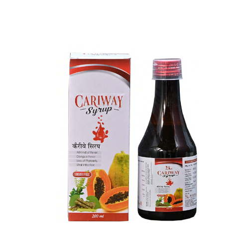 Product Name: CARIWAY  Syrup, Compositions of CARIWAY  Syrup are All kind of fever Dongue Fever Loss of Platelets Vrat intaction - Hikona Lifesciences