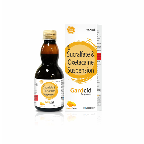 Product Name: Gardcid, Compositions of Gardcid are Sucralfate & Oxetacaine Suspension - Biodiscovery Lifesciences Private Limited