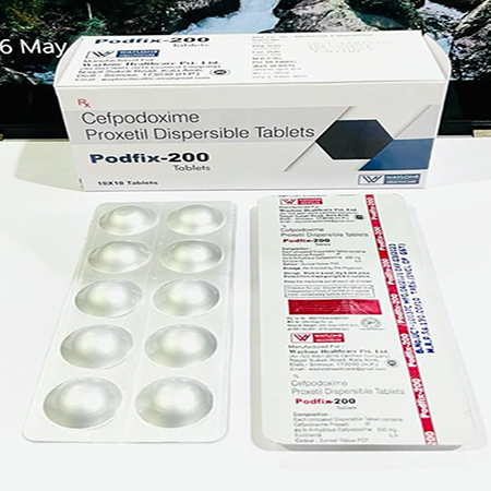 Product Name: Podfix 200, Compositions of Cefpodoxime Proxetil are Cefpodoxime Proxetil - Waylone Healthcare