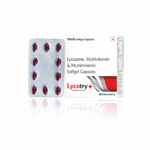 Product Name: Lycotry, Compositions of Lycotry are Lycopene, Multivitamin & Multiminerals Softgel Capsules - Biodiscovery Lifesciences Private Limited