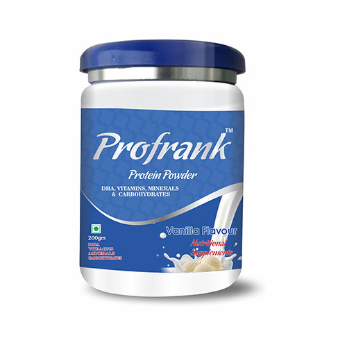 Product Name: Profrank venilla flavour, Compositions of Profrank venilla flavour are DHA,Vitamins,Minerals & Carbohydrates - Biofrank Pharmaceuticals India Private Limited