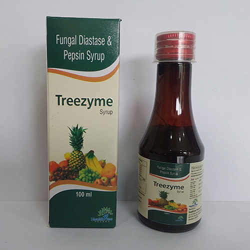 Product Name: Treezyme 100, Compositions of are Fungal Diastase with Pepsin Syrup - Healthtree Pharma (India) Private Limited