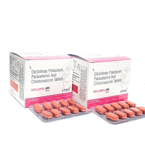 Product Name: Dicloryl mr, Compositions of Diclofenac Potassium Paracetamol and Chlorzoxazone tablets  are Diclofenac Potassium Paracetamol and Chlorzoxazone tablets  - Ryland Health Care