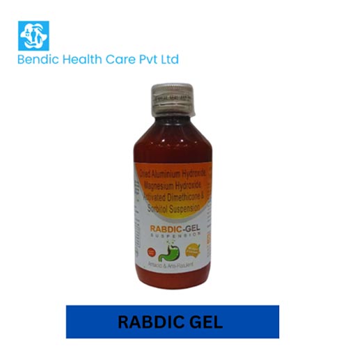 Product Name: RABDIC GEL, Compositions of RABDIC GEL are Dried Aluminium Hydroxide,Magnesium Hydroxide,Activatrd Dimethicone & sorbitol Suspension - Bendic Healthcare Private Limited