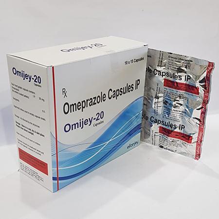 Product Name: Omijey 20, Compositions of Omijey 20 are Omeprazole Capsules IP - Ellanjey Lifesciences